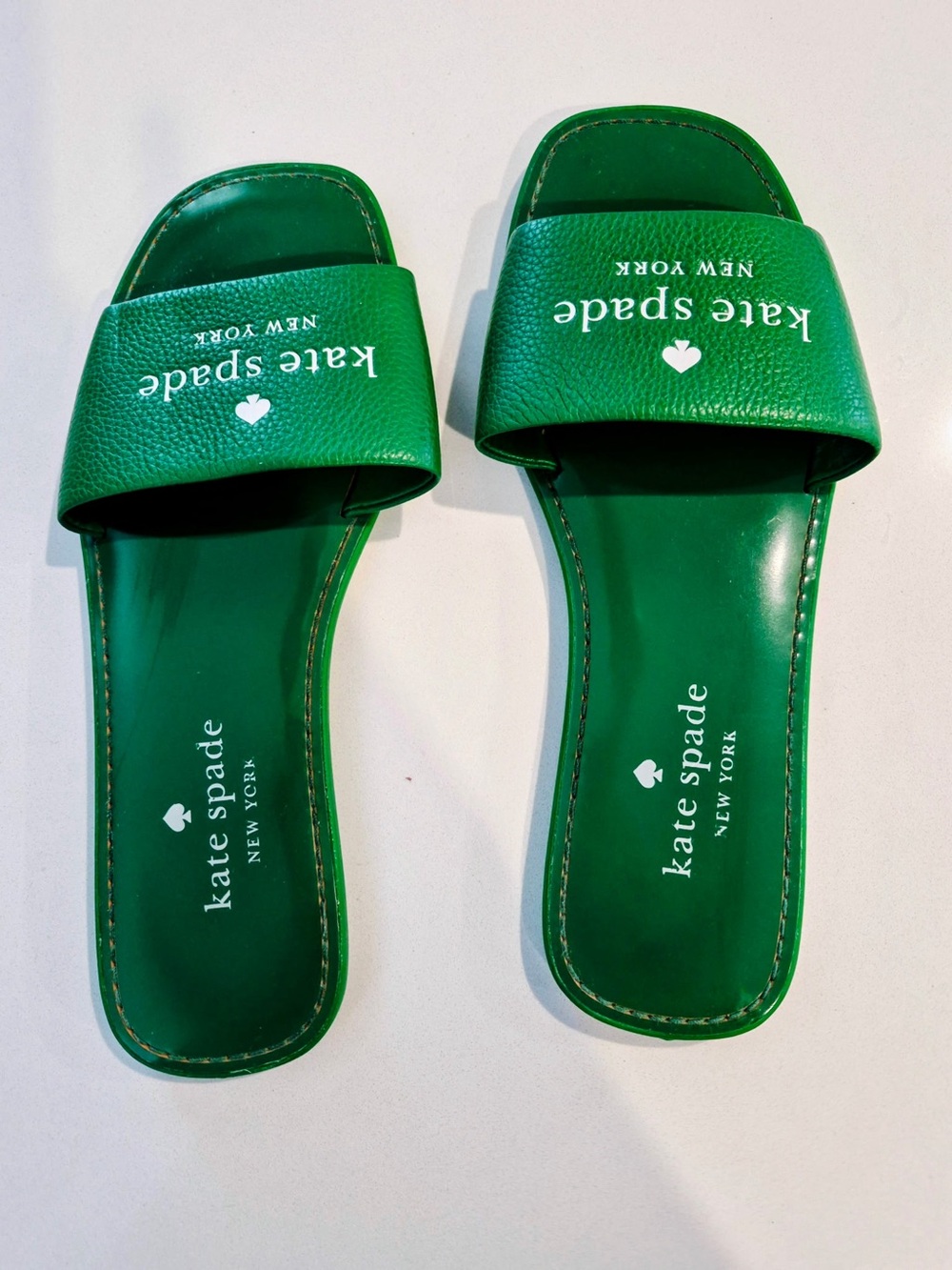 kate spade Green Leather Slide Sandals size 8